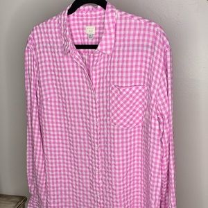 A New Day, pink gingham button up